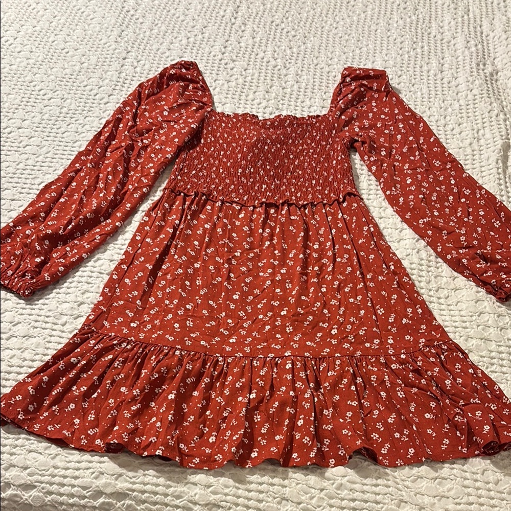 Charming Red Floral Kids Dress